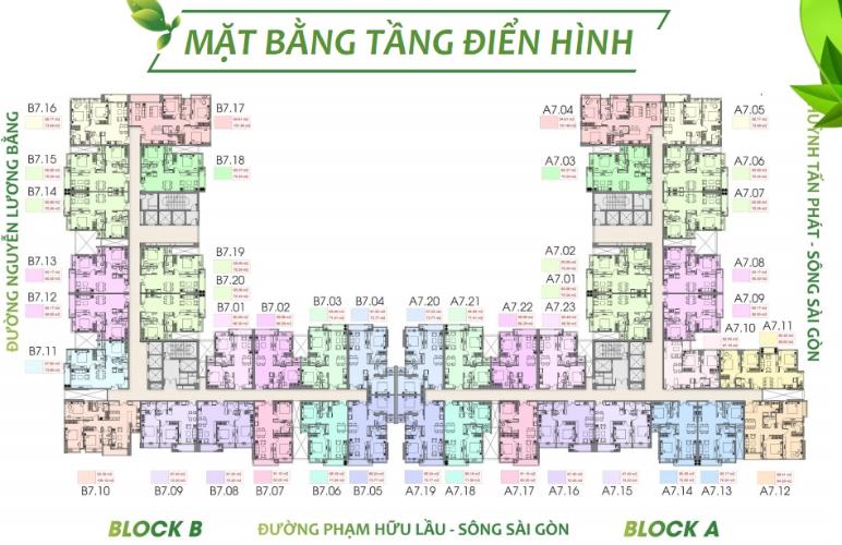 Layout tầng căn hộ Green Star Sky Garden, Quận 7 Căn hộ Green Star Sky Garden tầng 12 view thoáng mát, nội thất cơ bản.