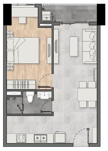 Layout New Galaxy, Dĩ An Căn hộ New Galaxy tầng trung, nội thất cơ bản mới tinh.