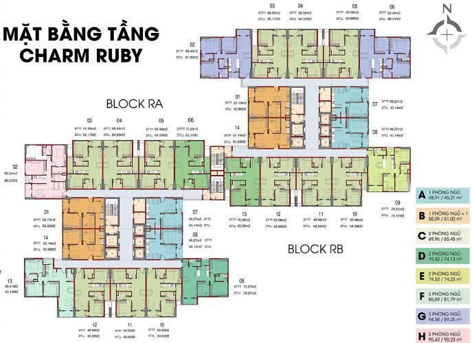 Layout tầng căn hộ Charm City , Dĩ An Căn hộ Charm City tầng 17, ban công hướng Bắc.