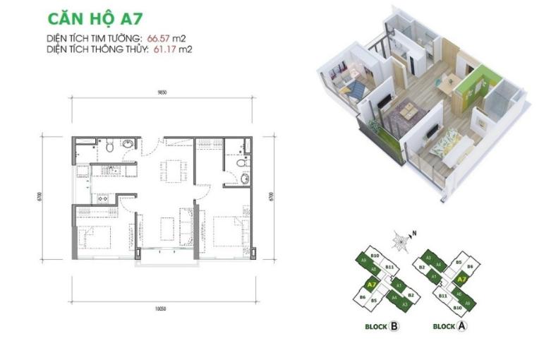 Mặt bằng sàn Eco Green Saigon Căn hộ Eco Green Saigon bàn giao nội thất cơ bản, tiện nghi.