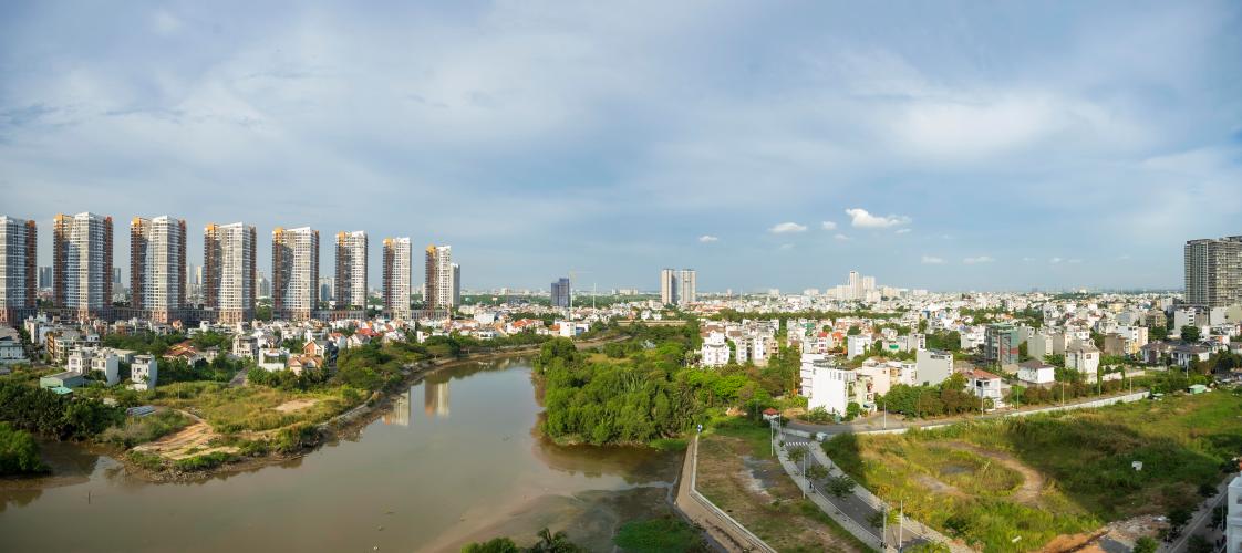 căn hộ đảo kim cương Căn hộ Đảo Kim Cương tầng trung, đón view thành phố sầm uất.