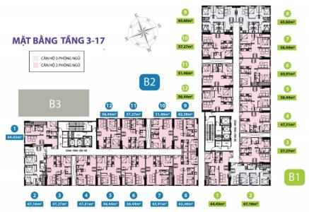 Mặt bằng block B1 Căn hộ Topaz Home 2 tầng trung, bàn giao nội thất cơ bản.