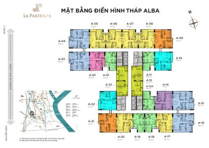 Layout La Partenza, Nhà Bè Căn hộ La Partenza tầng trung, ban công hướng Đông Nam.