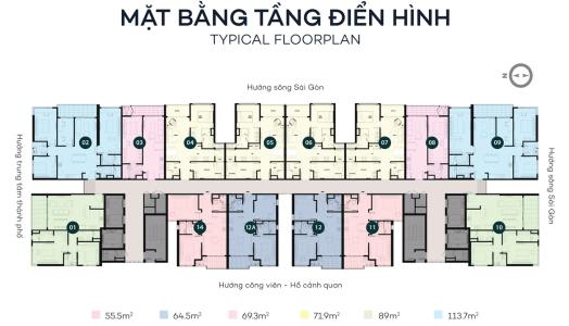 mặt bằng căn hộ Sky89 Căn hộ tầng 11 Sky 89 An Gia ban công hướng Đông đón nắng sớm