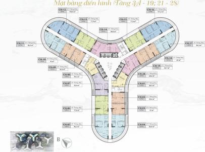 Layout tầng căn hộ Sunshine Diamond River, Quận 7 Căn hộ Sunshine Diamond River tầng trung thoáng mát, nội thất cơ bản.