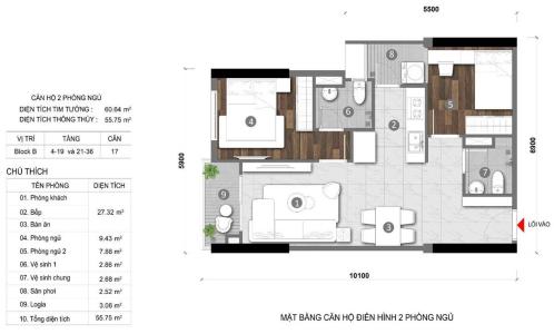 Layout Opal Skyline Căn hộ Opal Skyline nội thất cơ bản, đầu tư kỹ lưỡng.
