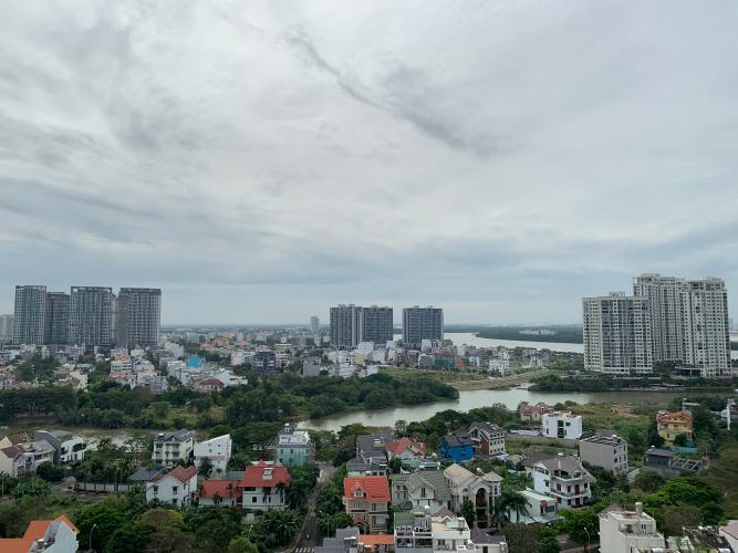 view cảnh căn hộ The Sun Avenue Căn hộ The Sun Avenue tầng trung, nội thất đầy đủ tiện nghi.