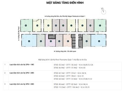 Mặt bằng dự án Căn hộ River Panorama tầng 22 bàn giao không nội thất