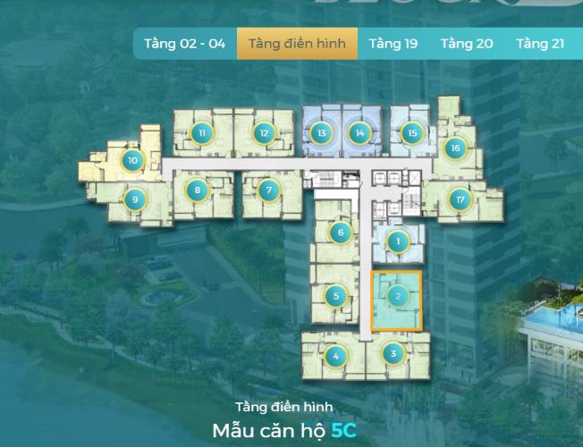 Layout tầng  căn hộ D'Lusso, Quận 2 Căn hộ D'Lusso tầng trung cửa hướng Tây Nam, view thoáng mát.