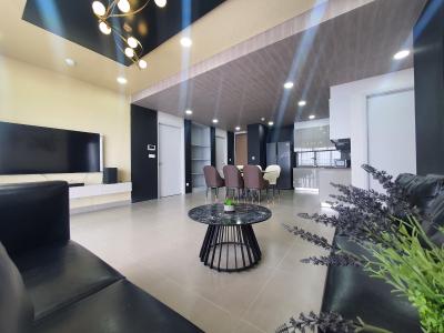 Phòng khách căn hộ River Panorama, Quận 7 Căn hộ River Panorama view đón gió thoáng mát, đầy đủ nội thất.