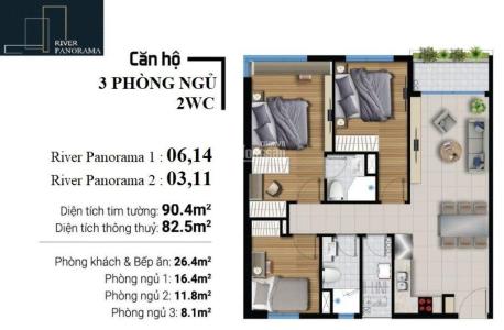 Layout River Panorama Quận 7 Căn hộ tầng trung River Panorama view thành phố.