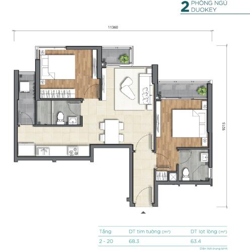Layout căn hộ D'Lusso, Quận 2 Căn hộ D'Lusso tầng 2 thiết kế kỹ lưỡng, đầy đủ tiện ích.