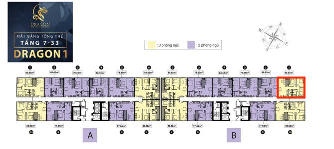 Mặt bằng tầng căn hộ Topaz Elite Căn hộ 3 phòng ngủ Topaz Elite view thành phố sầm uất,