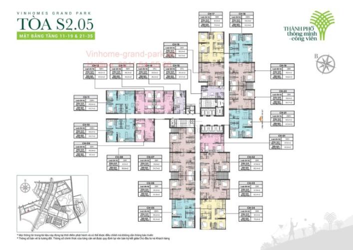 layout tháp S2.05 dự án Vinhomes Grand Park quận 9 Căn hộ Vinhomes Grand Park tầng trung, hướng Tây Bắc.
