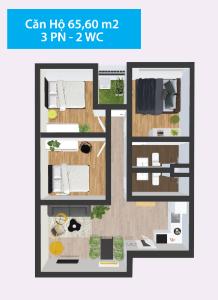 Mặt bằng căn hộ Căn hộ Topaz Home 2 tầng trung, bàn giao nội thất cơ bản.