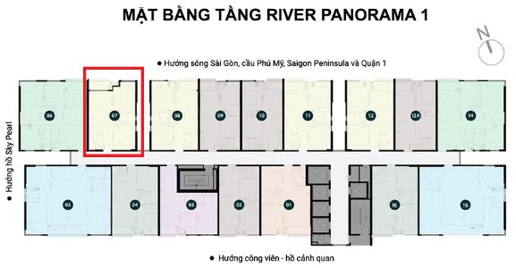 Layout River Panorama  Căn hộ River Panorama tầng cao, view sông.