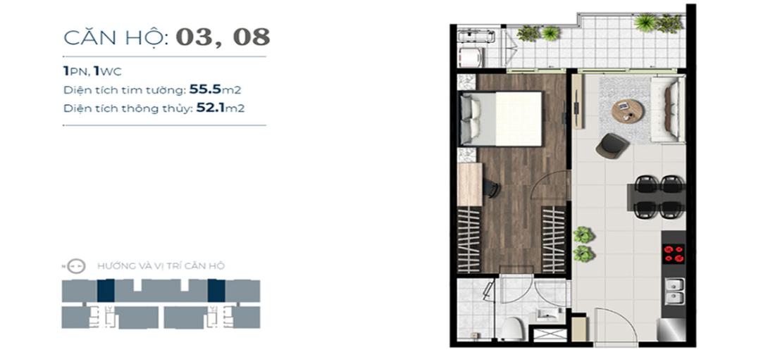 layout căn hộ Sky89 Căn hộ tầng 11 Sky 89 An Gia ban công hướng Đông đón nắng sớm