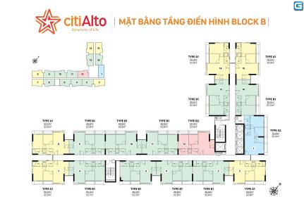 Layout CitiAlto, Quận 2 Căn hộ CitiAlto nội thất cơ bản, ban công hướng Đông Nam.