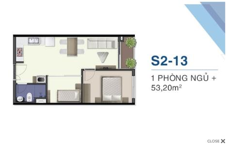 Mặt bằng nội thất S2.29.13 Bán căn hộ tầng cao Q7 Saigon Riverside, ban công hướng Đông đón nắng.