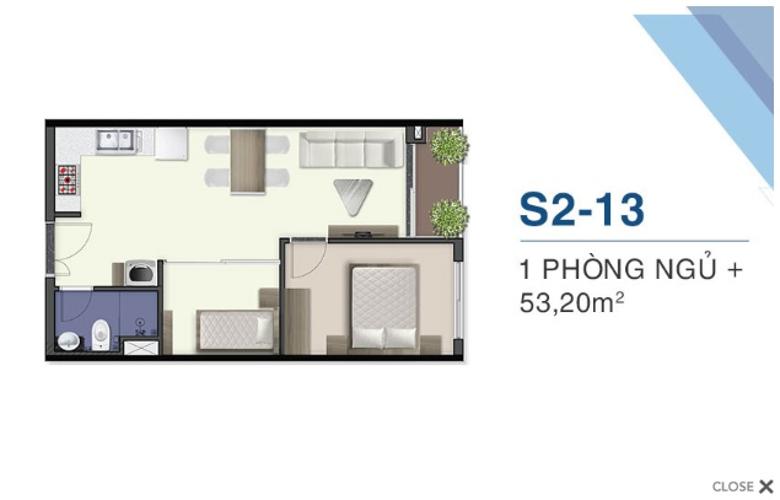 Mặt bằng nội thất S2.29.13 Bán căn hộ tầng cao Q7 Saigon Riverside, ban công hướng Đông đón nắng.