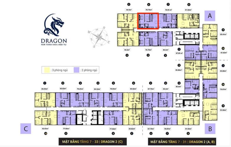 Mặt bằng tầng căn hộ Topaz Elite Căn hộ Topaz Elite tầng cao, 2 phòng ngủ, ban công hướng Tây Bắc