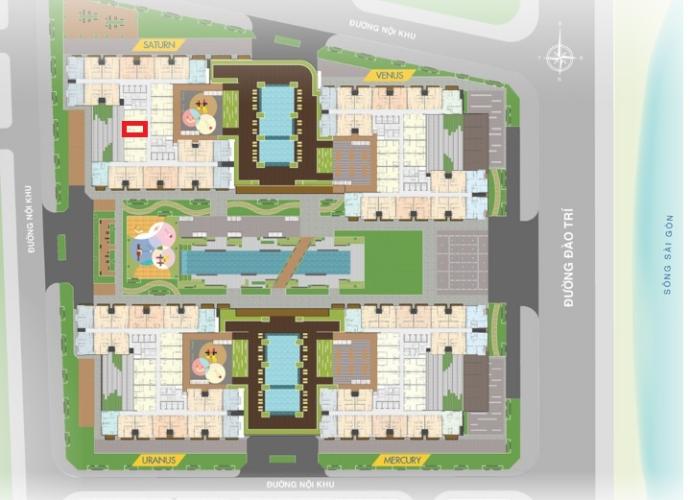 layout tổng quan  Căn hộ Q7 Saigon Riverside nội thất cơ bản, view nội khu.