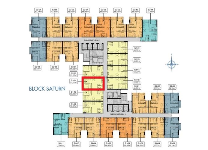 Layout  Căn hộ Q7 Saigon Riverside nội thất cơ bản, view nội khu.