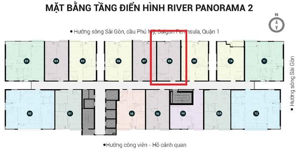Layout tầng căn hộ River Panorama , Quận 7 Căn hộ tầng cao River Panorama view thoáng mát, nội thất cơ bản.