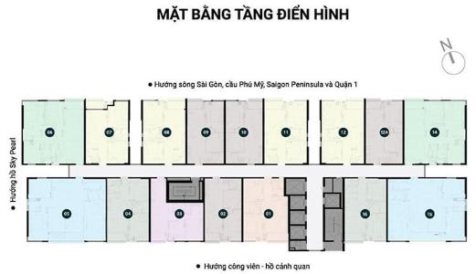 Layout River Panorama Quận 7 Căn hộ River Panorama hướng Bắc, view sông thoáng mát.