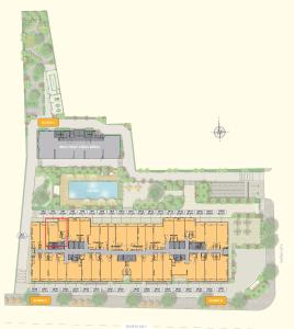 Layout Moonlight Park View Office-tel Moonlight Park View tầng thấp, đón view nội khu hồ bơi.