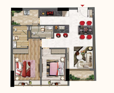 Layout căn hộ Phú Mỹ Hưng Midtown, Quận 7 Căn hộ Phú Mỹ Hưng Midtown tầng 16 thiết kế hiện đại, không có nội thất.
