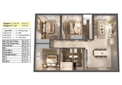 Căn hộ Topaz Elite tầng cao, cửa hướng Đông Nam không có nội thất.