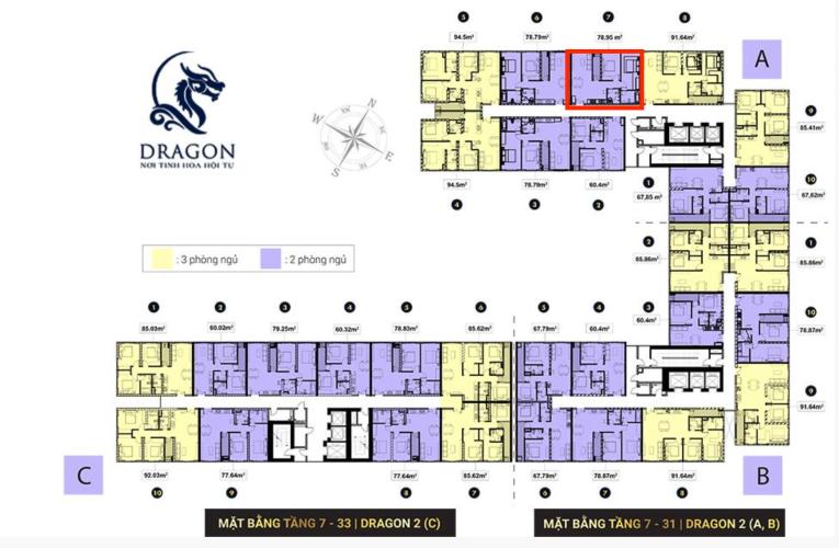Mặt bằng tầng căn hộ Topaz Elite Căn hộ tầng cao Topaz Elite 2 phòng ngủ, view thành phố đẹp.