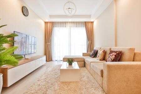 Phòng Khách Căn hộ The Gold View hướng ban công đông nam nội thất cơ bản diện tích 85.3m²