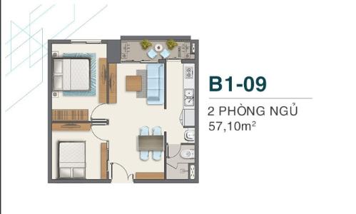 Bán căn hộ Q7 Boulevard diện tích 57m2 kết cấu gồm 2 phòng ngủ, ban công hướng Bắc