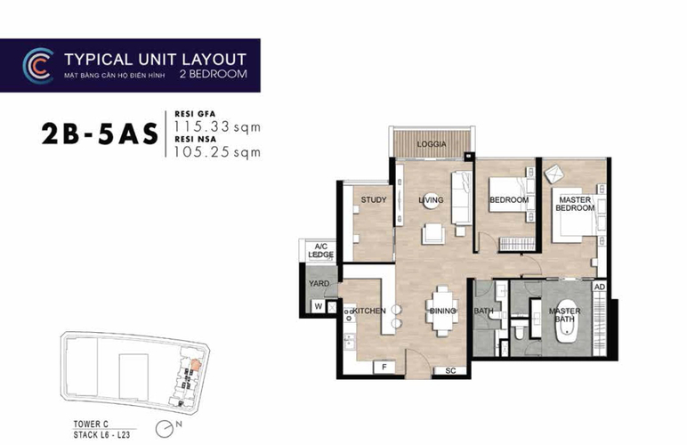 Layout căn hộ The Metropole Thủ Thiêm, Quận 2 Căn hộ tầng 7 The Metropole Thủ Thiêm diện tích 115.26m2, nội thất cơ bản.