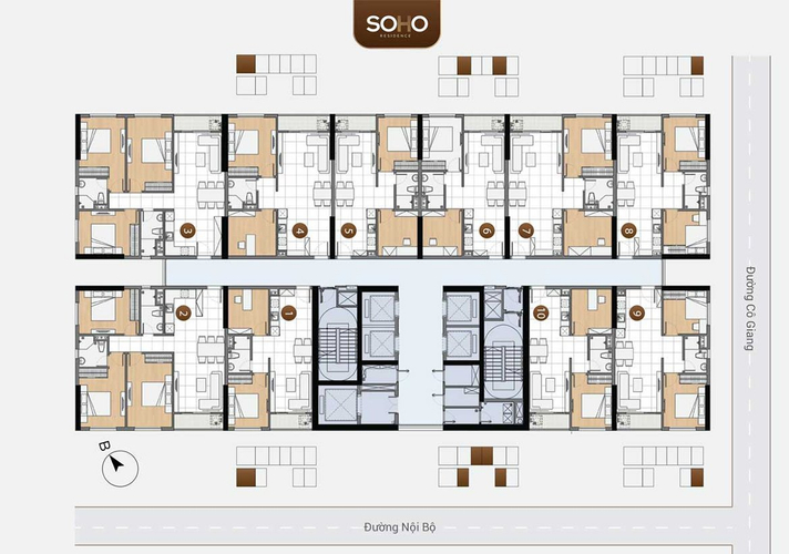 Mặt bằng chung Soho Residence, Quận 1 Căn hộ Soho Residence tầng 28 cửa hướng Đông Bắc, không có nội thất.