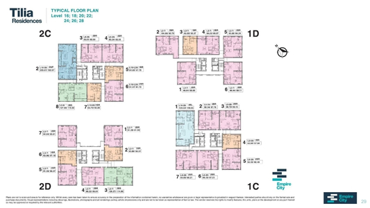 Layout căn hộ Empire City, Quận 2 Căn hộ cao cấp Empire City có 2 phòng ngủ, nội thất cơ bản.