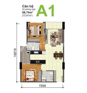 Layout căn hộ Chung cư Bộ Công An, Quận 2 Căn hộ Chung cư Bộ Công An tầng trung, view đón gió thoáng mát.