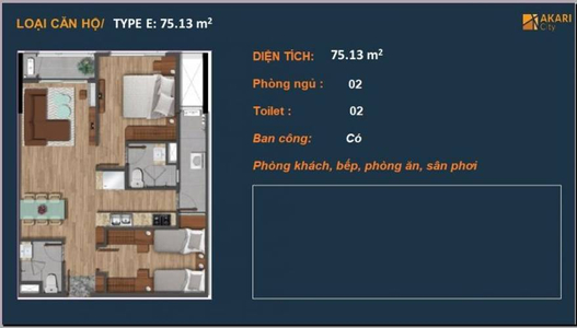 Akari City Bình Tân  Căn hộ Akari City ban công Tây Bắc, bàn giao nội thất cơ bản