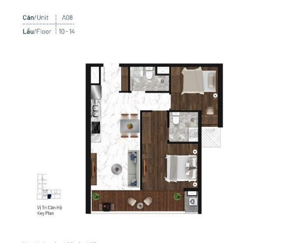 Layout căn hộ Sunshine Horizon, Quận 4 Căn hộ tầng 11 Sunshine Horizon diện tích 70.9m2, nội thất cơ bản.