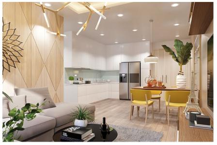 Phối cảnh căn hộ Topaz Elite Căn hộ tầng cao Topaz Elite hướng Tây Bắc, view thành phố.