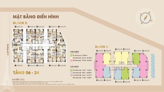 Layout Căn hộ Paris Hoàng Kim  Căn hộ Paris Hoàng Kim có 3 phòng ngủ, bàn giao nội thất cơ bản.