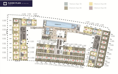 Mặt bằng chung The Metropole Thủ Thiêm, Quận 2 Căn hộ The Metropole Thủ Thiêm diện tích 106.6m2, cửa hướng Đông Bắc.