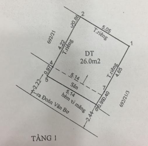 mặt bằng sàn Bán nhà hẻm Đoàn Văn Bơ, phường 16, Quận 4. Diện tích đất 31m2