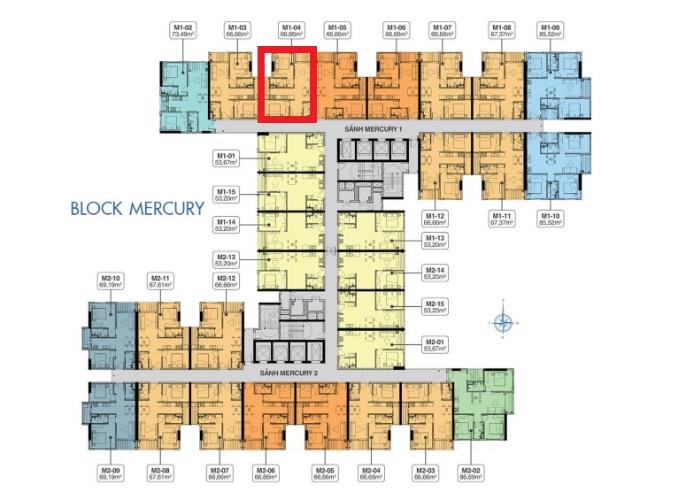 Layout Bán căn hộ Q7 Saigon Riverside, 2 phòng ngủ, diện tích 66,66m2, chưa bàn giao