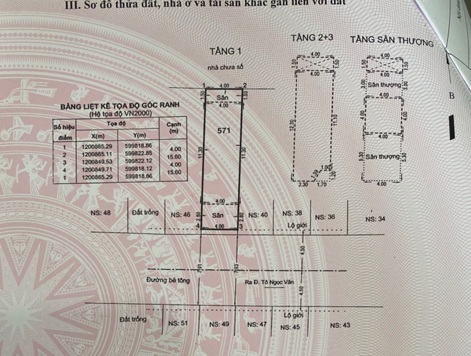 Bản vẽ nhà phố Quận 12 Nhà phố kết cấu 1 trệt 3 lầu diện tích 62.4m2, bàn giao nội thất cơ bản.