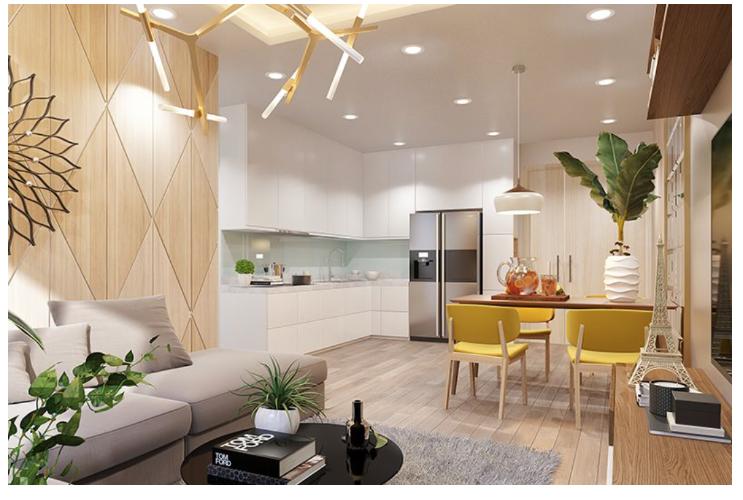 Phối cảnh căn hộ Topaz Elite Căn hộ Topaz Elite tháp Phoenix 2, view thành phố, 2 phòng ngủ.