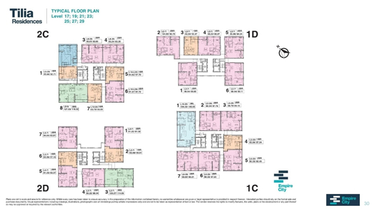 Layout tầng căn hộ Empire City, Quận 2 Căn hộ Empire City diện tích 69.44m2, cửa hướng Đông Bắc.