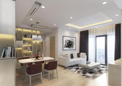 Phòng khách căn hộ Riviera Point Căn hộ tầng 12 Riviera Point sàn gỗ, view thành phố thành phố sầm uất.